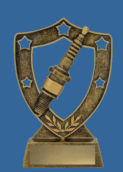 13_85t Gold Shield Series Motorsports Spark Plug Resin Trophy