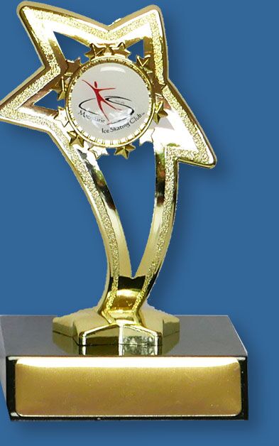 Logo Trophy Dance Academy FG1011At on TKt Gold Star on timber base with custom logo preview