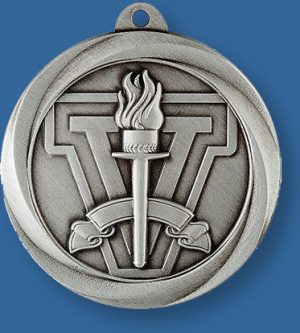 Silver Victory Medal with neck ribbon.
