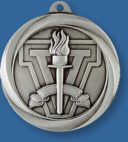 Silver Victory Medal with neck ribbon.