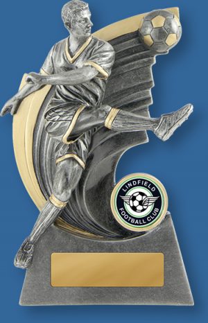 Lindfield Soccer Club 626-9MBe Football trophy Silver resin