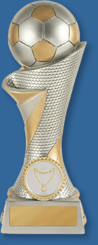 Soccer Trophy Plinth. Silver and gold tone