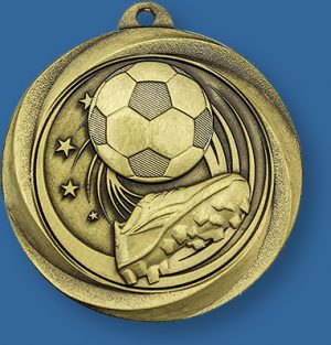 Soccer Football Gold Medal Econo Series with engraving and neck ribbon