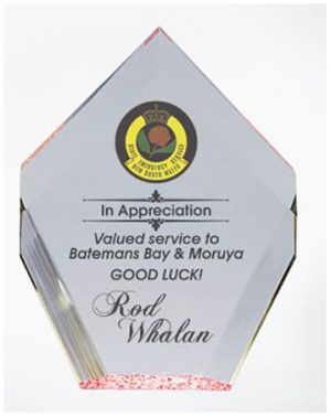 Acrylic colour printed business award , Diamond shape with red base.