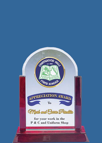 Glass and Wood Trophy BCP#KK31S Colour Printed