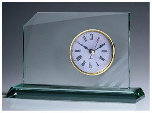 Rialto Glass Clock Desk Award 10mm thick glass with gift box