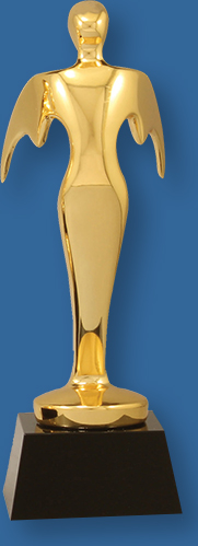 Black Crystal and gold trophy Award in presentation box