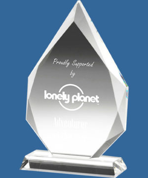 Superb Crystal Trophy. The Arrowhead Crystal Awards are a classic single Peak with angled facets to the sides. Five sizes boxed.
