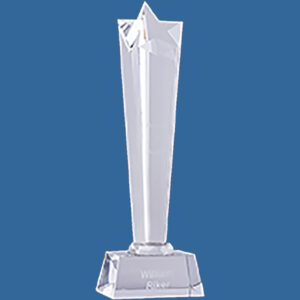 Crystal trophy award. Tall top quality crystal plinth