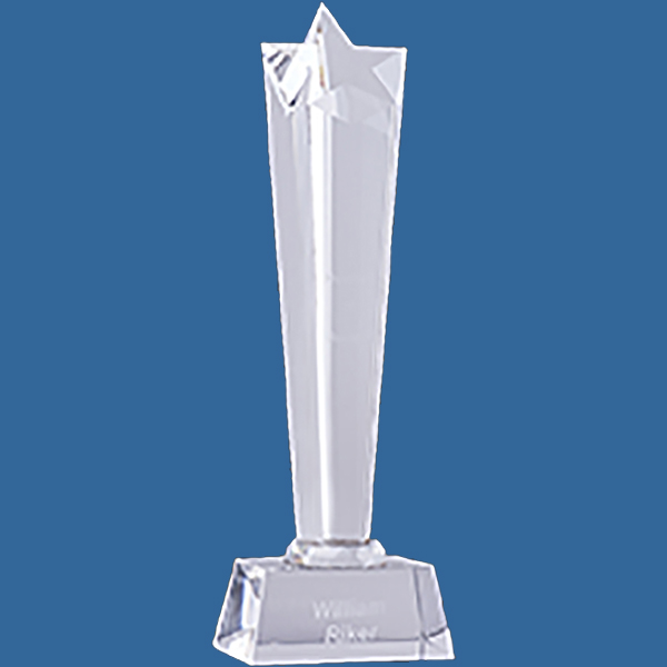 Crystal trophy award. Tall top quality crystal plinth