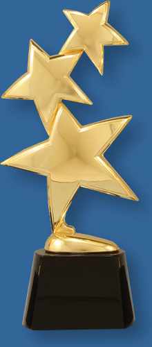 Crystal Base and Metal Award Trophy Star Design in gift box, can be engraved
