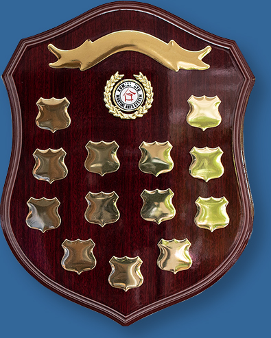Perpetual Walnut Tone Shield with gold shields 817-3WGe