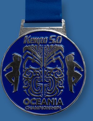 Cast custom medal blue colour infill