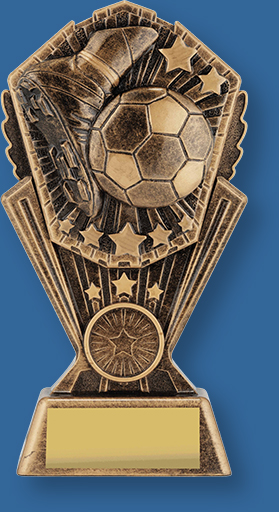 Football Trophy Cosmos Bronze sBronze soccer Theme trophy with stars.