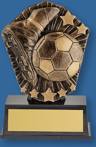 Bronze soccer trophy theme.
