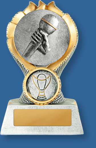 Academic & School Trophies Sierra Tower . Smaller very economical Resin Trophy for Schools. Grey and Gold.