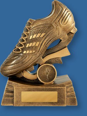 Aussie Rules trophy golden boot on gold base