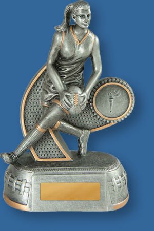 Aussie Rules trophy Mega star silver female figure