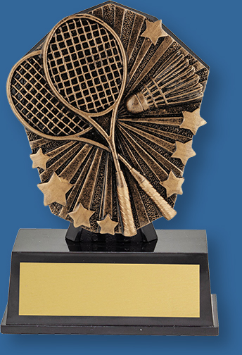 Badminton theme bronze trophy on black base