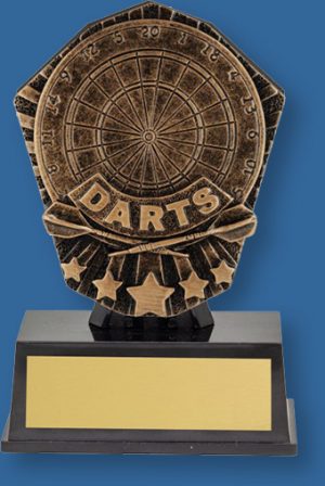 Darts theme bronze trophy on black base