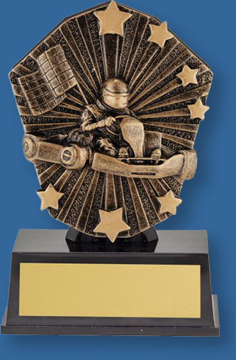 Go Kart theme bronze trophy on black base