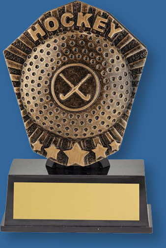 Cosmos Super Mini Series. Hockey theme bronze trophy on black base
