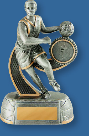 Basketball trophy male figurine silver