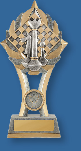 Chess trophy silver and gold board