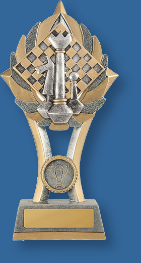 Chess trophy silver and gold board