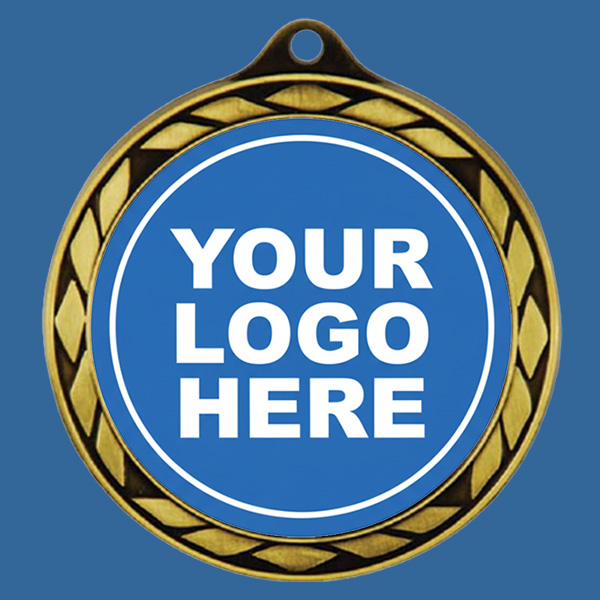 M5515Ga Diamond Medal Antique Gold - 63mm Diameter - 3mm Thick