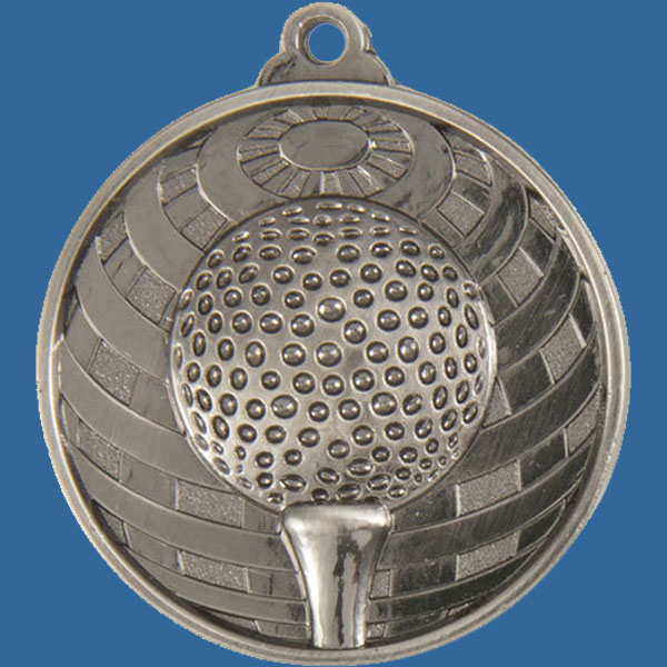 Golf Global Series Medal - 5mm Thick Antique Silver 50mm Medal Neck Ribbon included