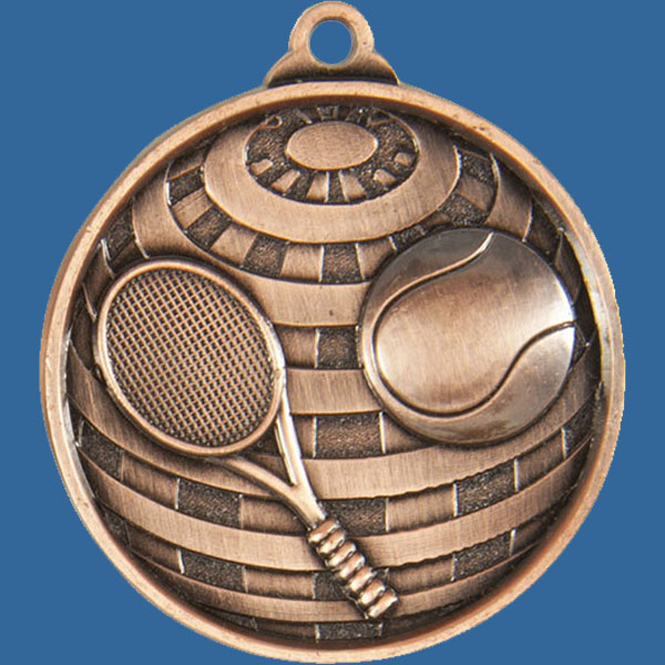 Tennis Global Series Medal - 5mm Thick Antique Bronze 50mm Medal Neck Ribbon included