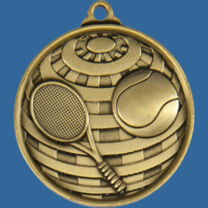 Tennis Global Series Medal - 5mm Thick Antique Gold 50mm Medal Neck Ribbon included