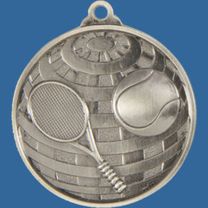 Tennis Global Series Medal - 5mm Thick Antique Silver 50mm Medal Neck Ribbon included