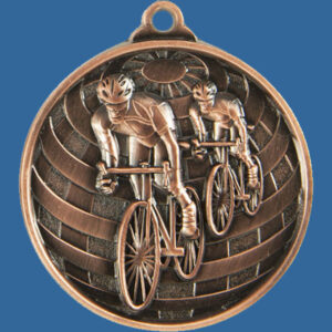 Cycling Global Series Medal - 5mm Thick Antique Bronze 50mm Medal Neck Ribbon included