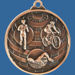 Triathlon Global Series Medal - 5mm Thick Antique Bronze 50mm Medal Neck Ribbon included