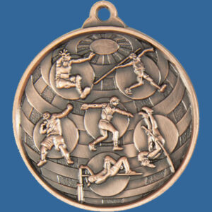Athletic Field Global Series Medal - 5mm Thick Antique Bronze 50mm Medal Neck Ribbon included