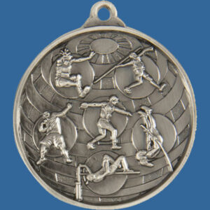 Athletic Field Global Series Medal - 5mm Thick Antique Silver 50mm Medal Neck Ribbon included