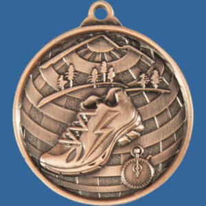 Cross Country Global Series Medal - 5mm Thick Antique Bronze 50mm Medal Neck Ribbon included