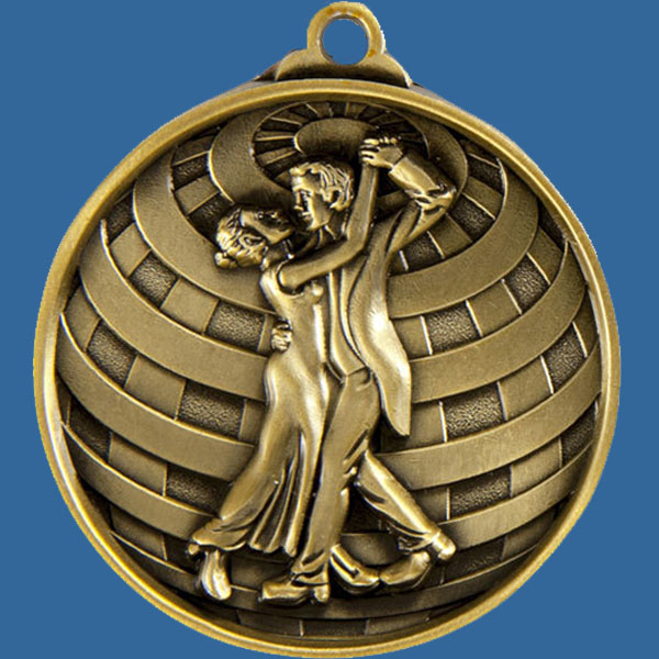 Dance Global Series Medal - 5mm Thick Antique Gold 50mm Medal Neck Ribbon included