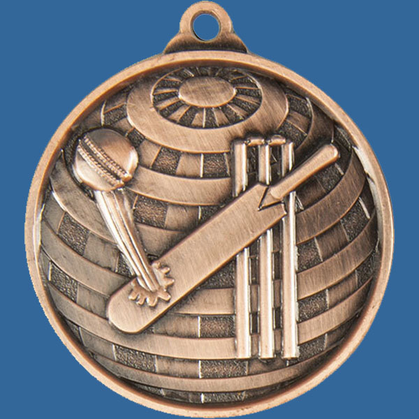 Cricket Global Series Medal - 5mm Thick Antique Bronze 50mm Medal Neck Ribbon included