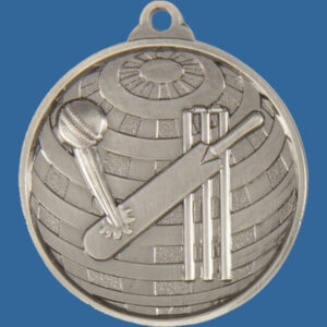 Cricket Global Series Medal - 5mm Thick Antique Silver 50mm Medal Neck Ribbon included