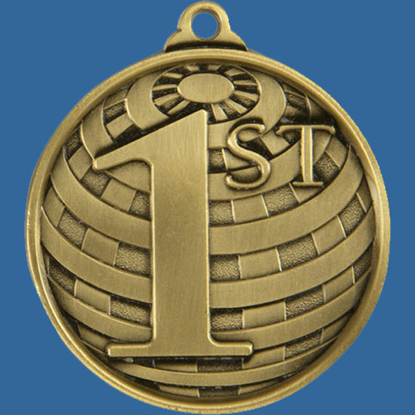 1st Place Global Series Medal - 5mm Thick Antique Gold 50mm Medal Neck Ribbon included