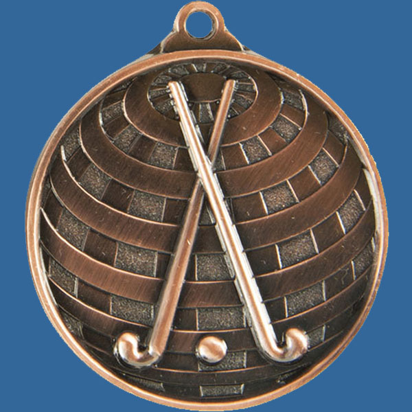 Hockey Global Series Medal - 5mm Thick Antique Bronze 50mm Medal Neck Ribbon included