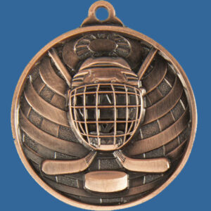 Ice Hockey Global Series Medal - 5mm Thick Antique Bronze 50mm Medal Neck Ribbon included
