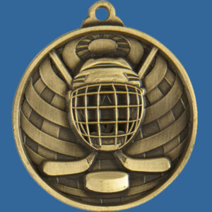Ice Hockey Global Series Medal - 5mm Thick Antique Gold 50mm Medal Neck Ribbon included