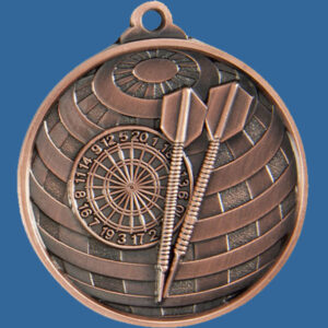Darts Global Series Medal - 5mm Thick Antique Bronze 50mm Medal Neck Ribbon included