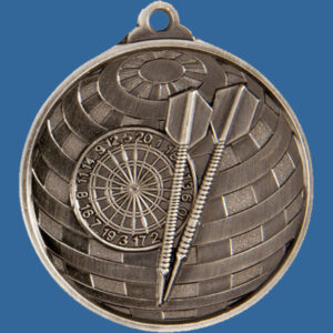 Darts Global Series Medal - 5mm Thick Antique Silver 50mm Medal Neck Ribbon included