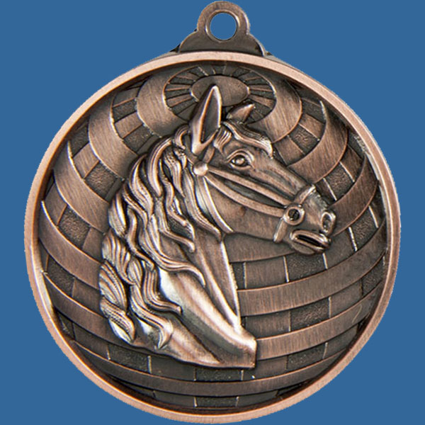 Horse Global Series Medal - 5mm Thick Antique Bronze 50mm Medal Neck Ribbon included