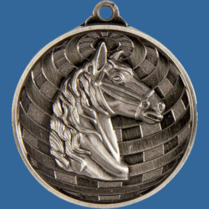 Horse Global Series Medal - 5mm Thick Antique Silver 50mm Medal Neck Ribbon included